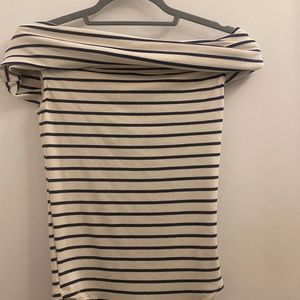 Off The Shoulder Blue/White Striped Top